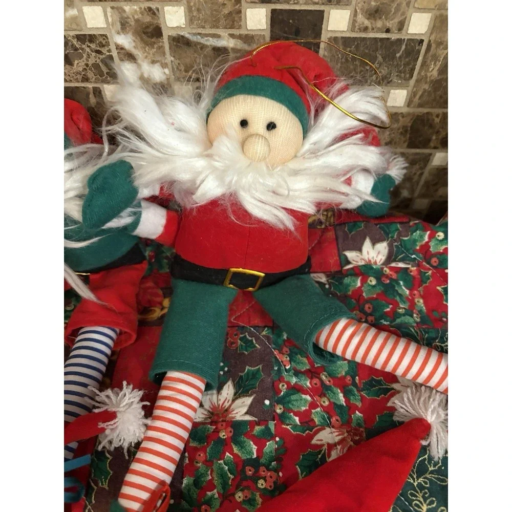 Vintage Christmas Flocked Santa  pixie doll 10